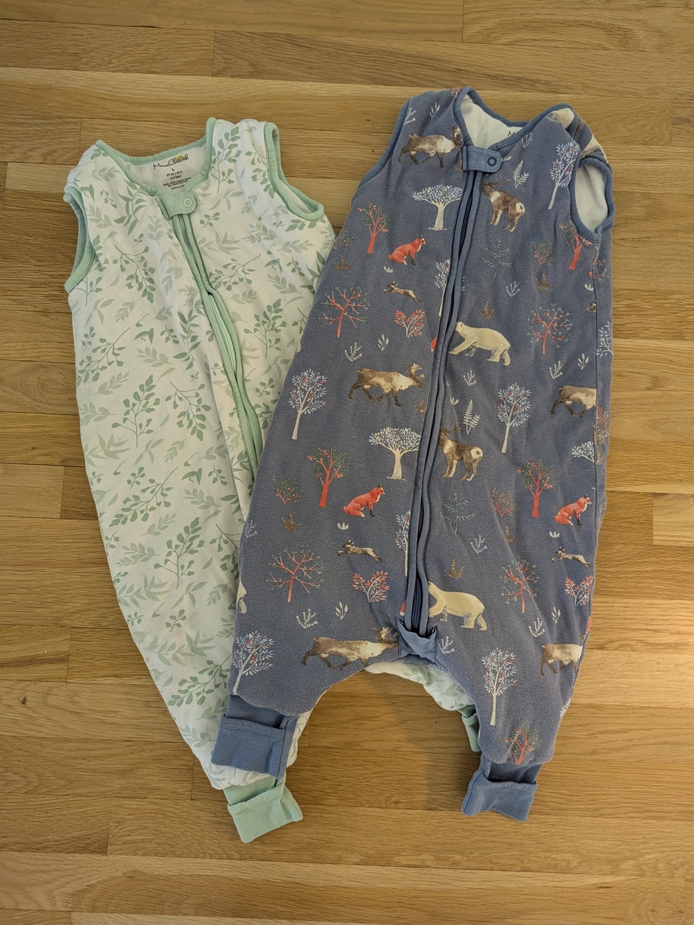 Mama Cheetah 2-Pack Winter Sleep Sacks - Blue Woodland & Mint Leaf